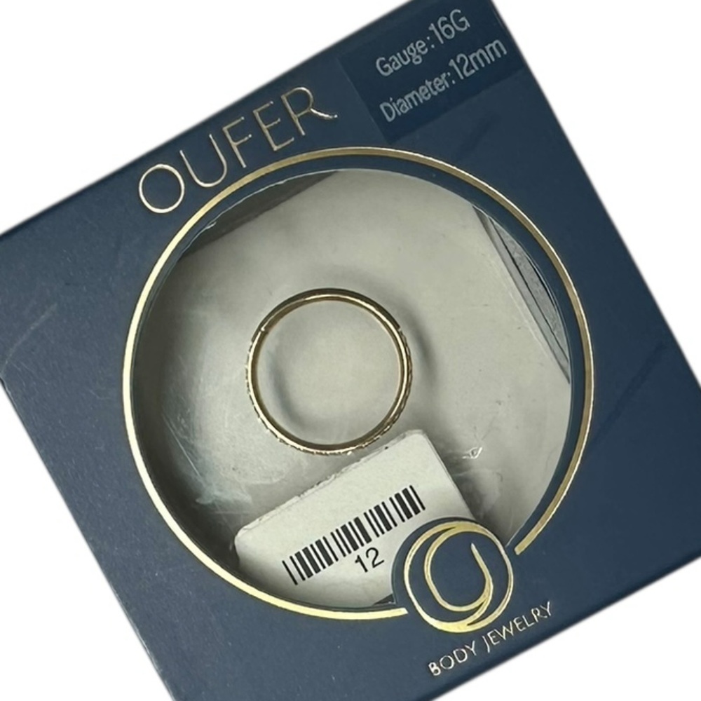OUFER Gold Nose Ring pave gems septum cartilage rook lip piercing